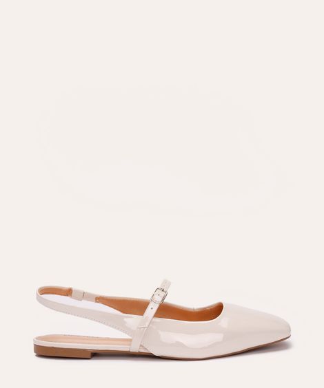 sapatilha bico quadrado vernizada com fivela oneself off white