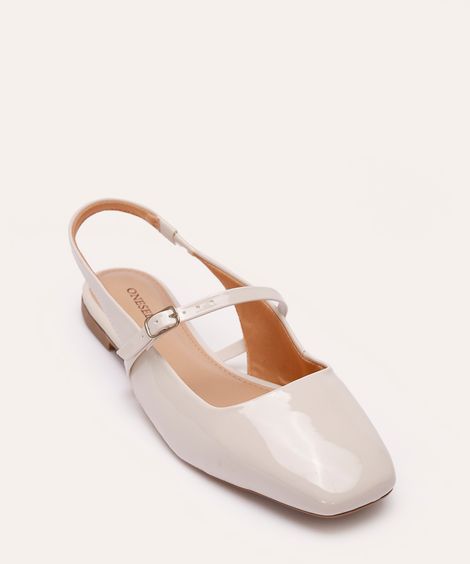 sapatilha bico quadrado vernizada com fivela oneself off white