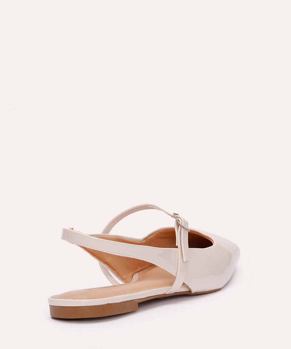 sapatilha bico quadrado vernizada com fivela oneself off white