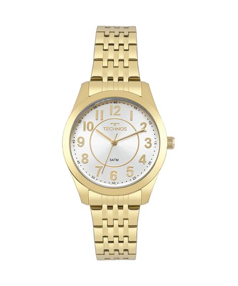 relógio technos  2035mjdsk4k analógico dourado