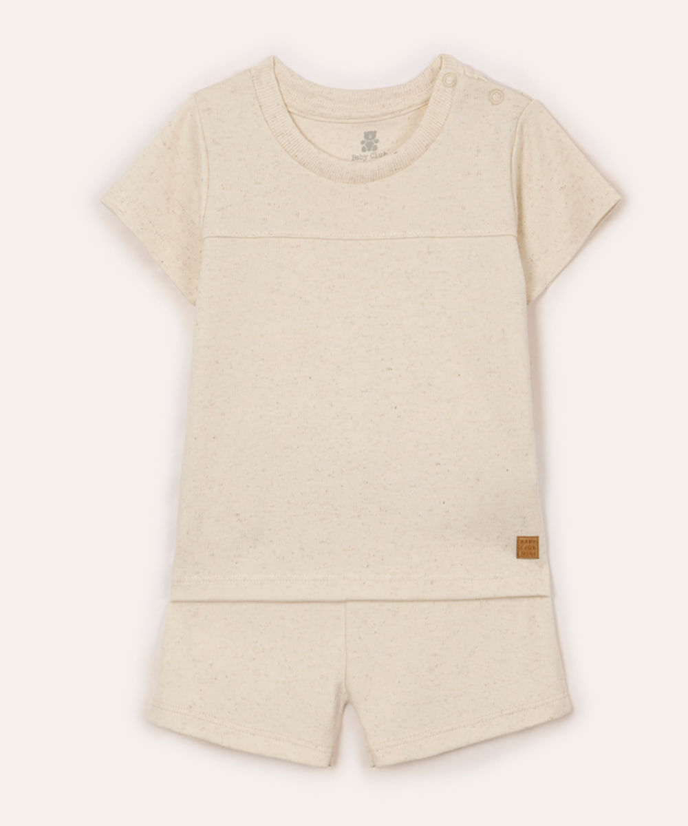 conjunto com linho infantil curto bege