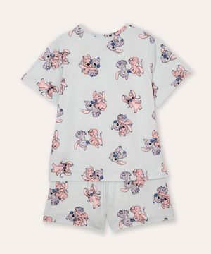 pijama curto infantil stitch e angel azul