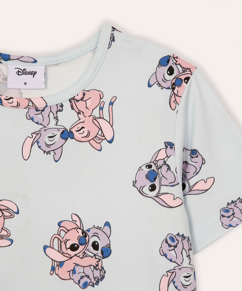 pijama curto infantil stitch e angel azul