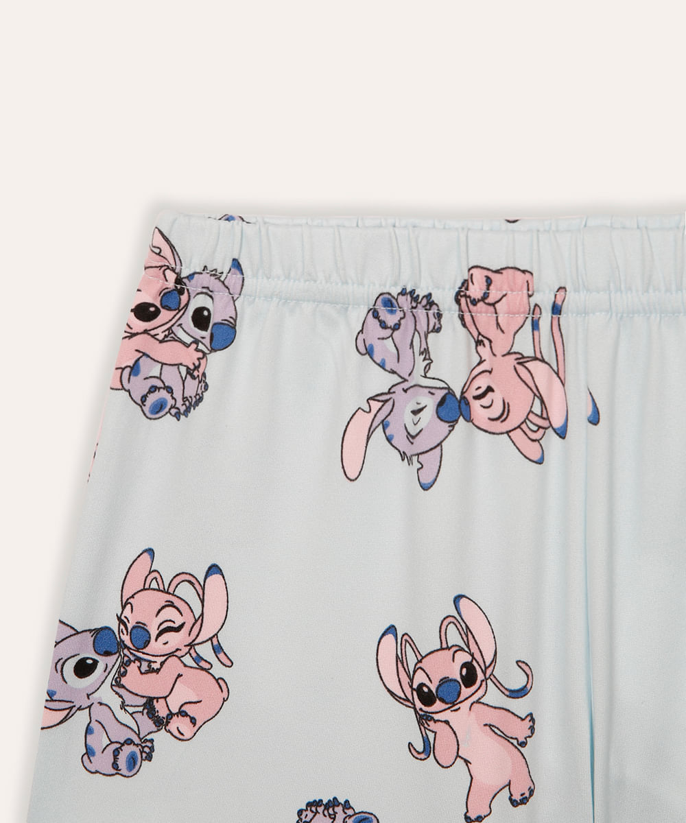 pijama curto infantil stitch e angel azul