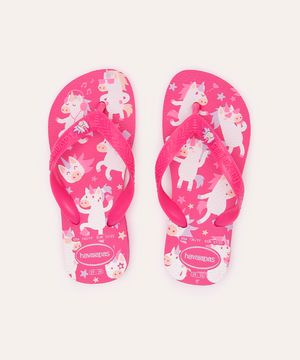 chinelo havaianas infantil fantasy unicórnio rosa