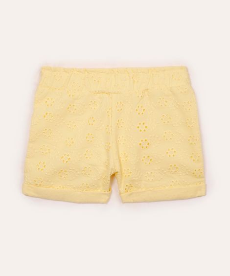 short de laise infantil curto floral amarelo