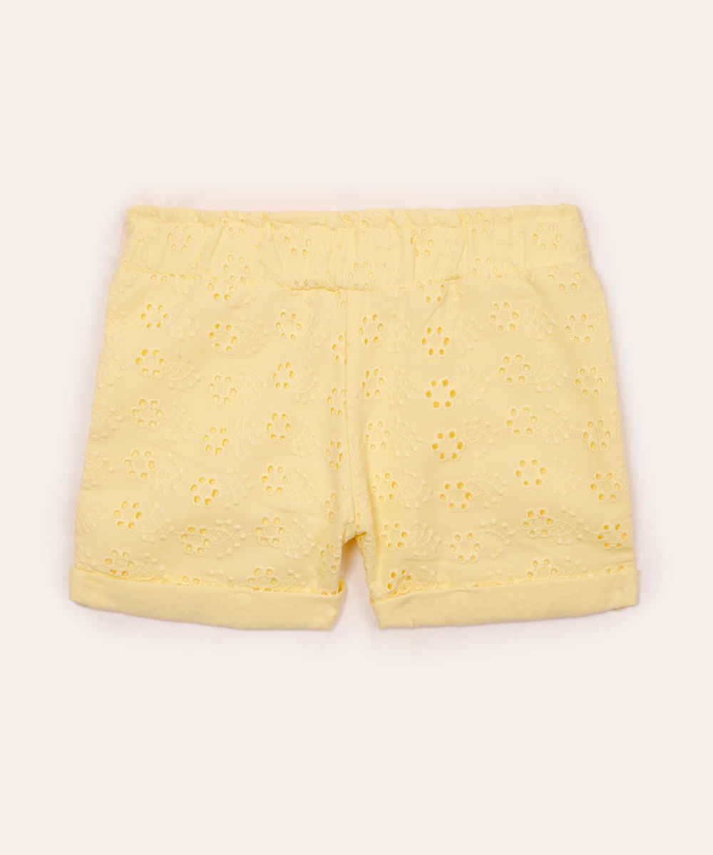 short de laise infantil curto floral amarelo