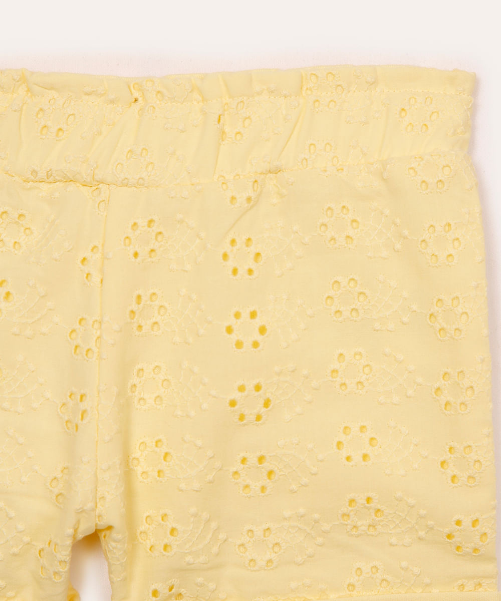 short de laise infantil curto floral amarelo