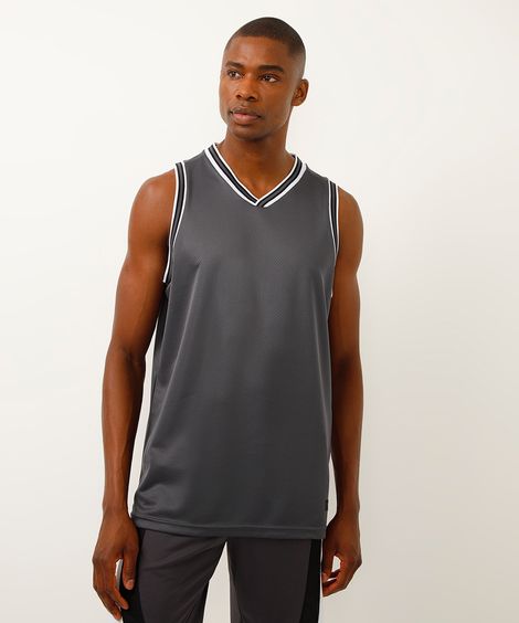 regata basquete decote v esportiva cinza