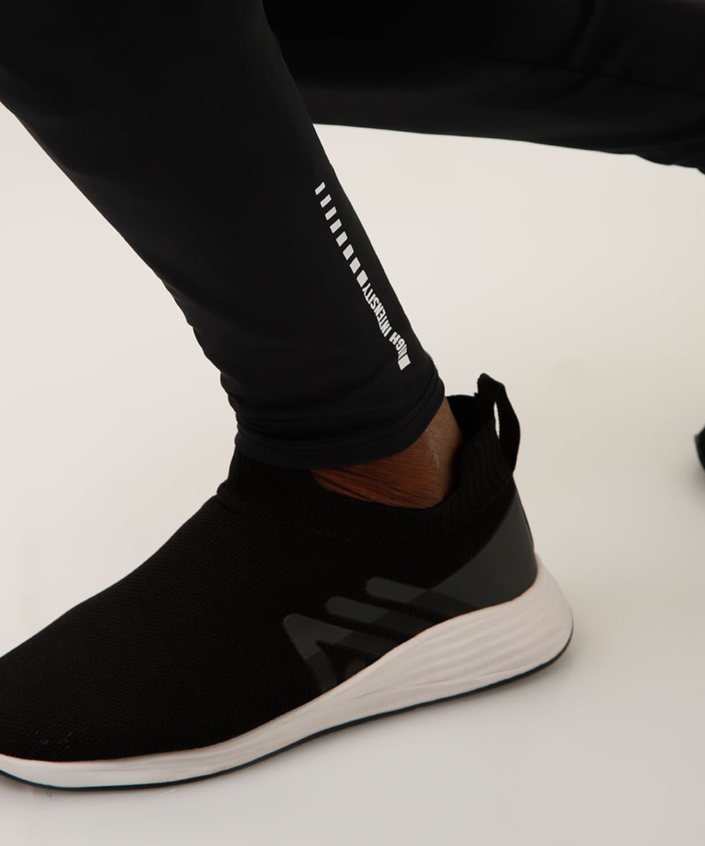 calça legging de poliamida esportiva preta