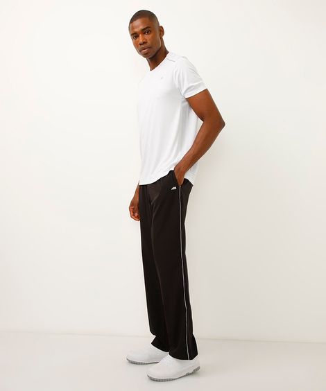 Calça Masculina Esportiva Básica com Vivo Contrastante Preta