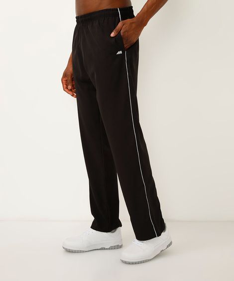 Calça Masculina Esportiva Básica com Vivo Contrastante Preta