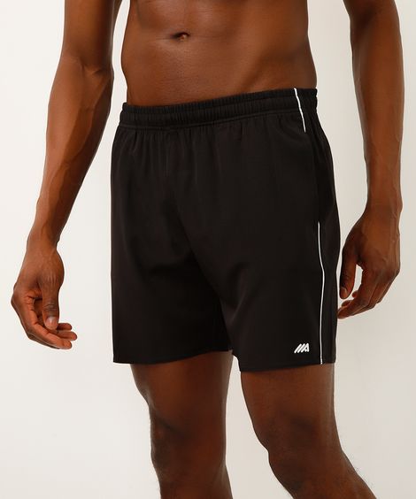 short cós com elástico e nervuras esportivo preto
