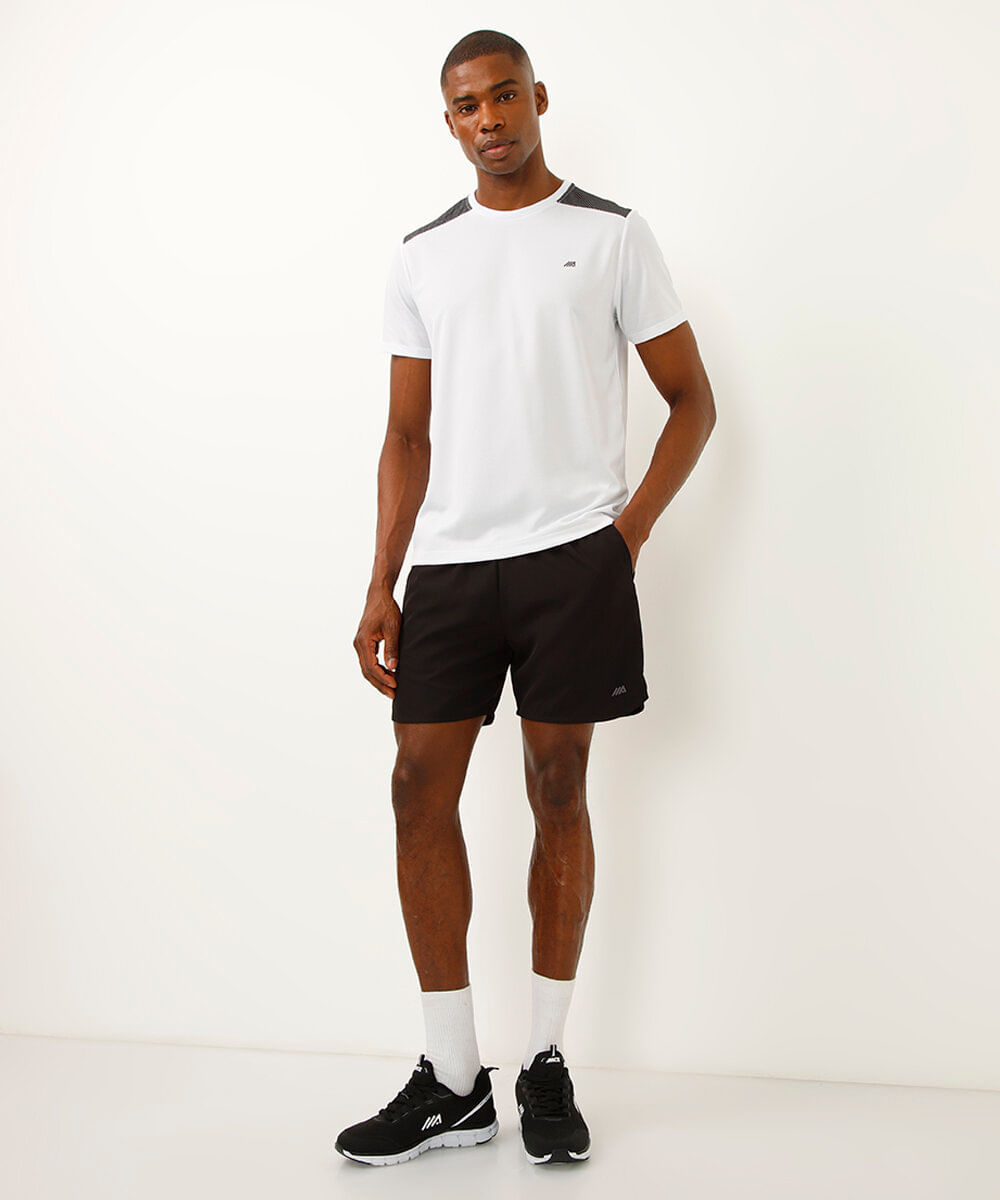 camiseta masculina esportiva ace manga curta com recorte bicolor - branco