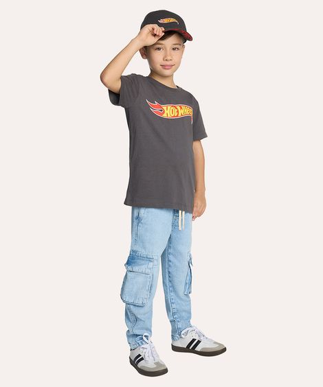 camiseta de algodão infantil hot wheels chumbo