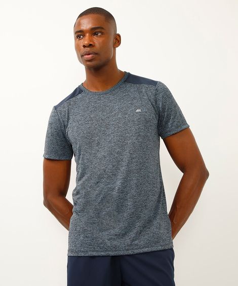 camiseta masculina esportiva com recorte - azul