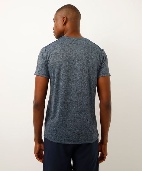 camiseta masculina esportiva com recorte - azul