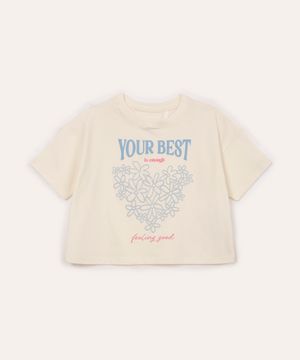 blusa cropped infantil de algodão your best off white