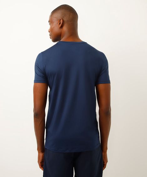 camiseta esportiva slim manga curta azul