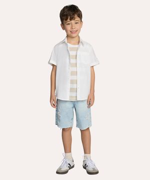 bermuda jeans infantil destroyed azul claro