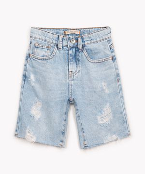 bermuda jeans infantil destroyed azul claro