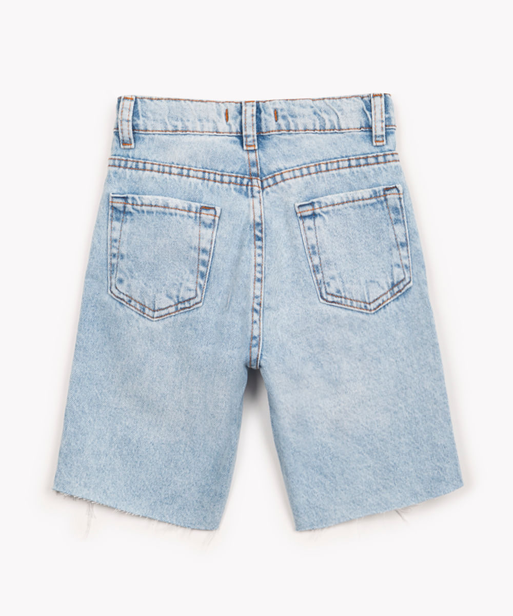 bermuda jeans infantil destroyed azul claro