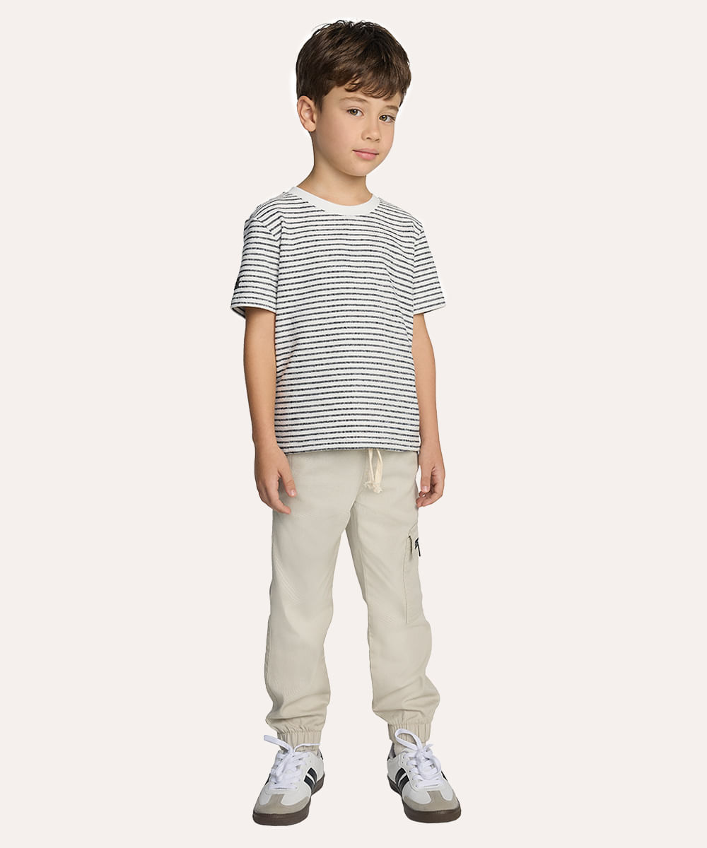 calça de sarja infantil jogger cargo bege