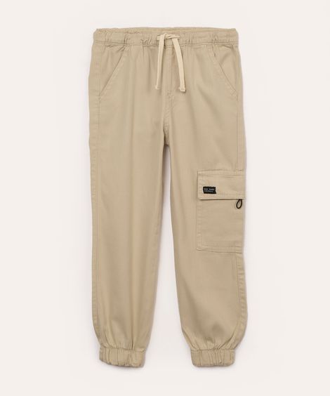 calça de sarja infantil jogger cargo bege