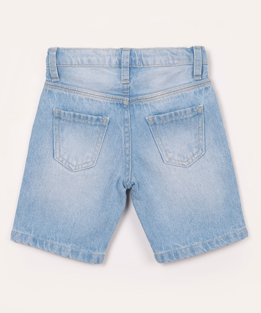 bermuda jeans infantil com bolsos azul claro
