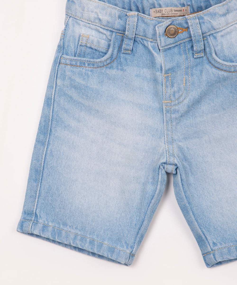 bermuda jeans infantil com bolsos azul claro