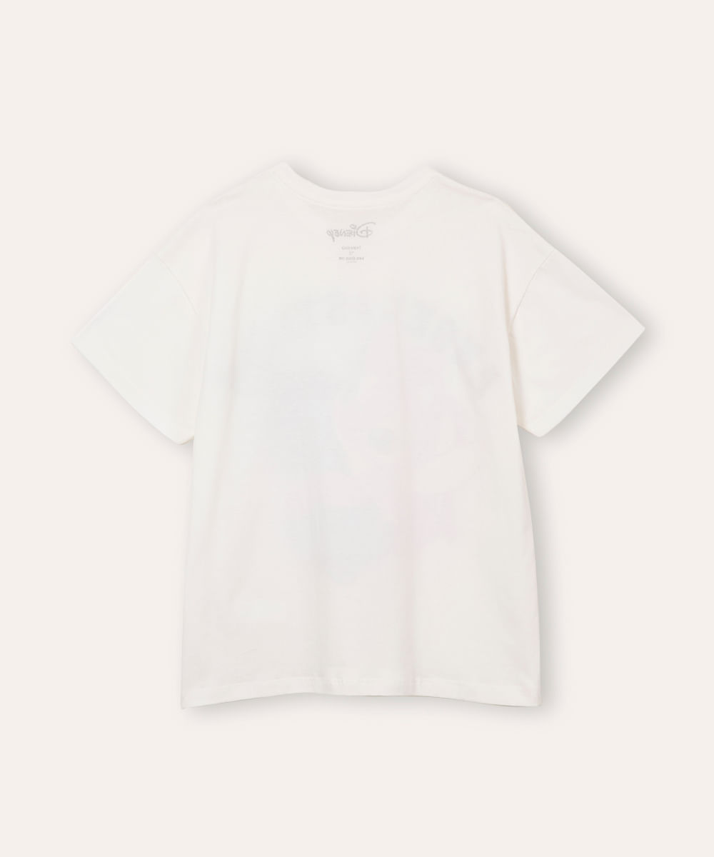 camiseta de algodão juvenil angel e stitch off white