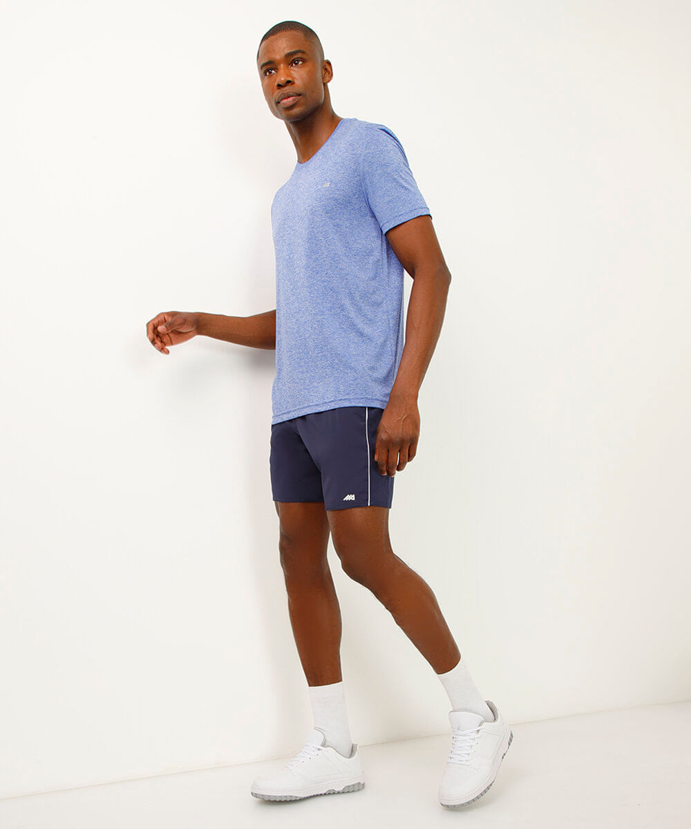 short cós com elástico e nervuras esportivo azul