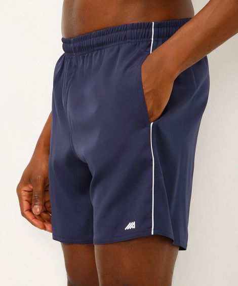 short cós com elástico e nervuras esportivo azul