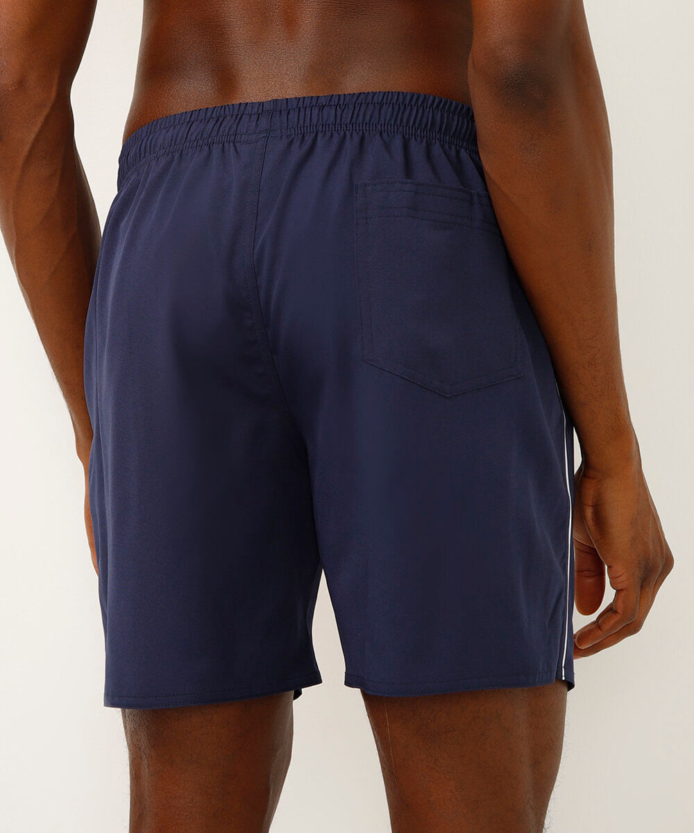 short cós com elástico e nervuras esportivo azul