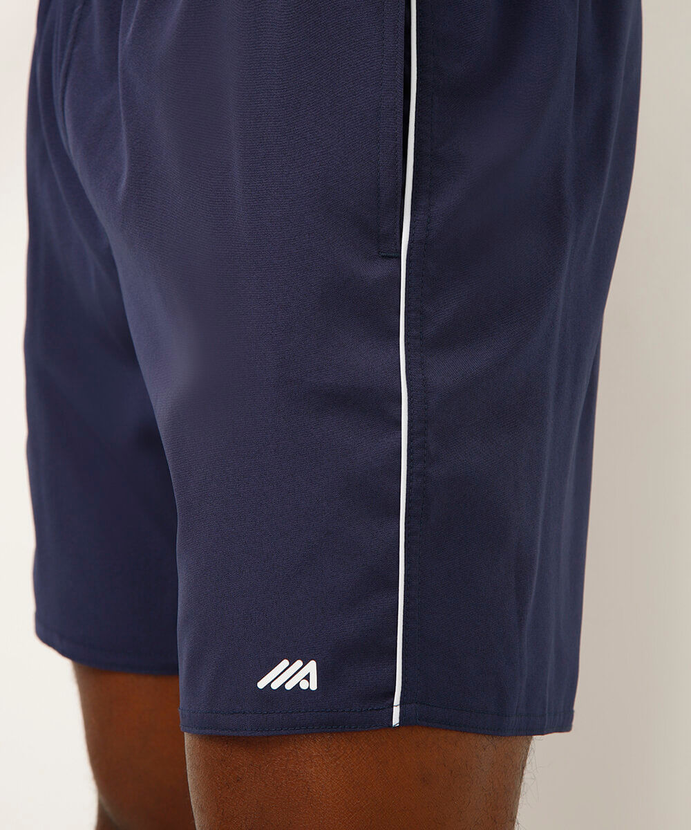 short cós com elástico e nervuras esportivo azul