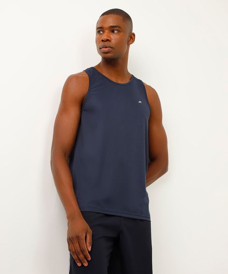 Regata Masculina Esportiva Básica Gola Careca Azul Marinho