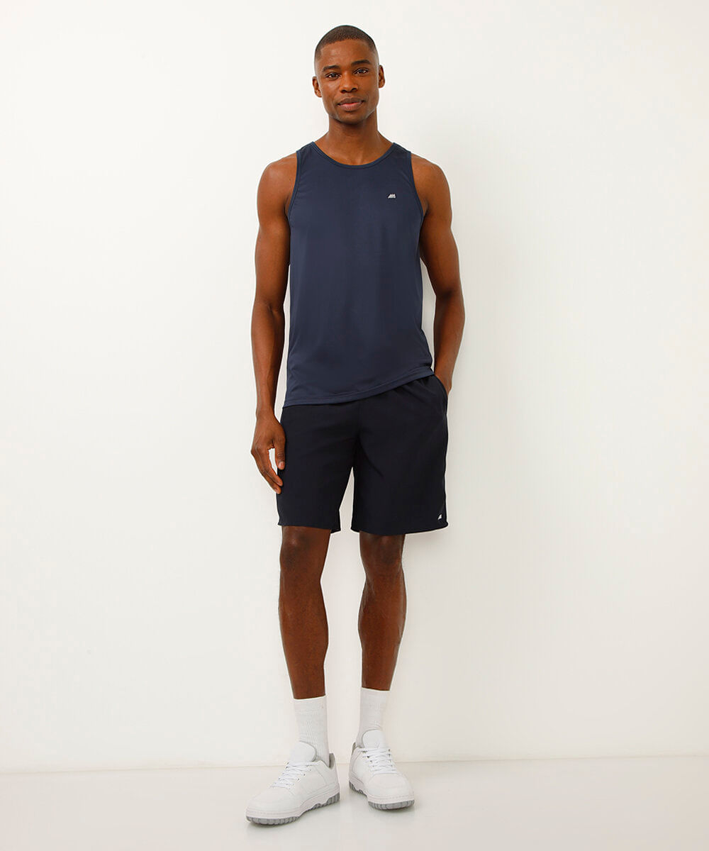 Regata Masculina Esportiva Ace Básica Gola Careca Azul Marinho