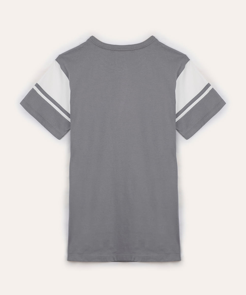 camiseta juvenil de algodão basketball team cinza