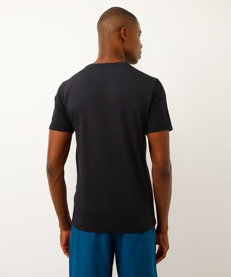 camiseta slim manga curta com recortes esportiva preta