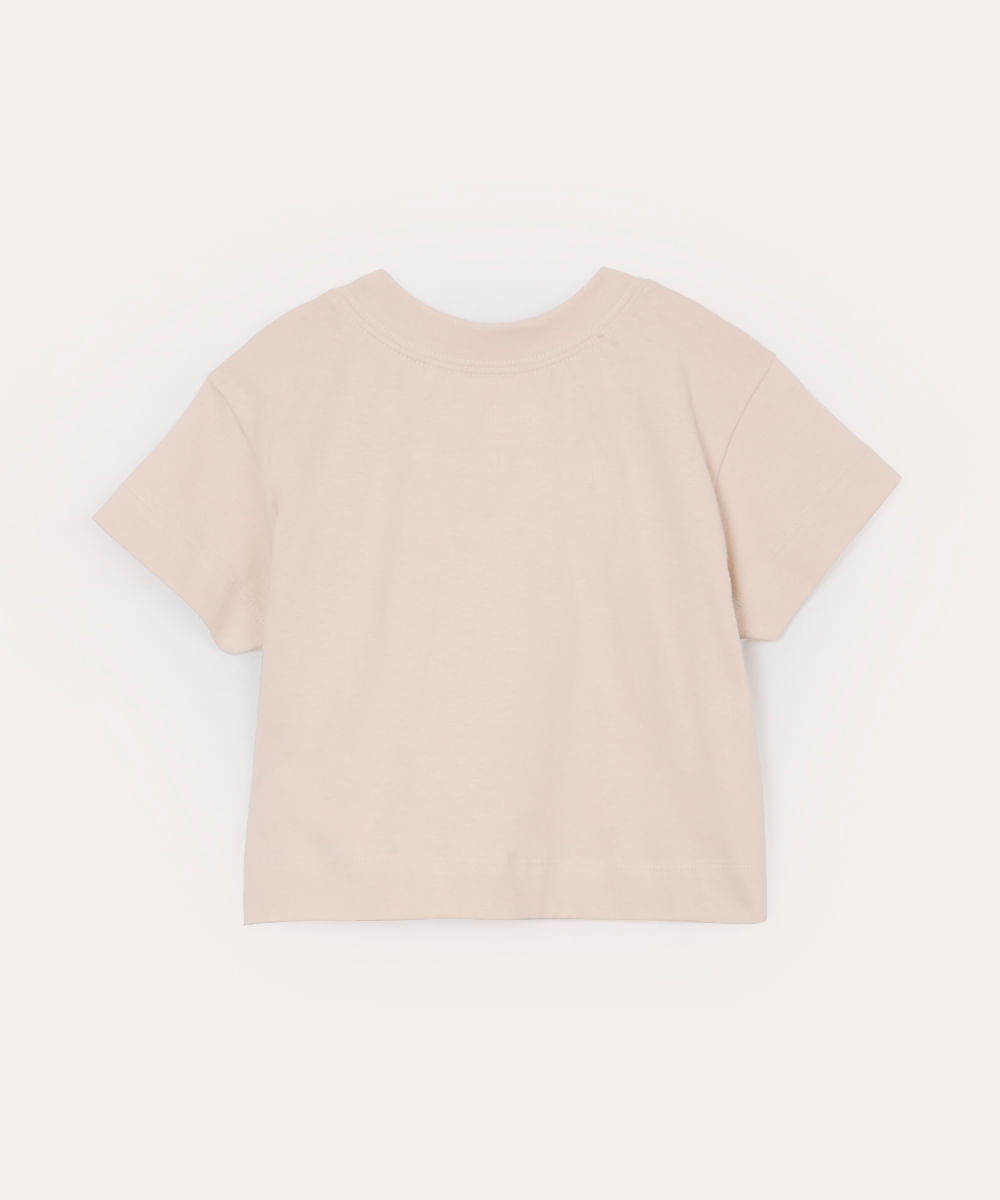 blusa juvenil de algodão snoopy manga curta bege