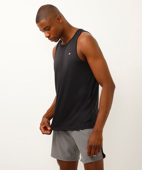 Regata Masculina Esportiva Básica Gola Careca Preta