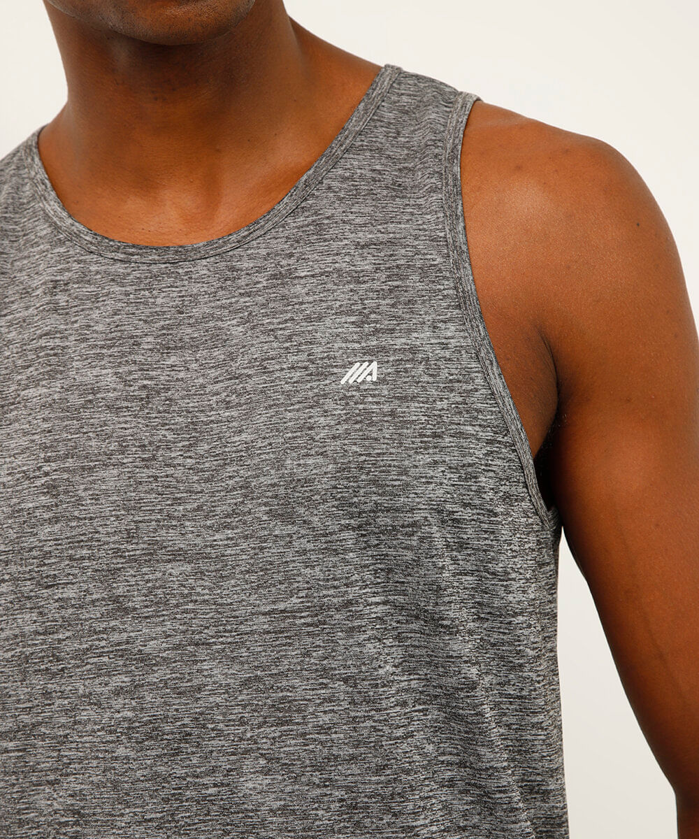 regata básica gola careca esportiva ace cinza mescla