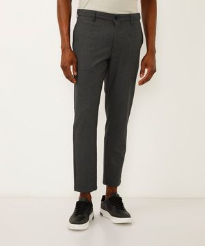 calça slim xadrez com bolsos cinza