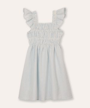 vestido midi infantil listrado azul