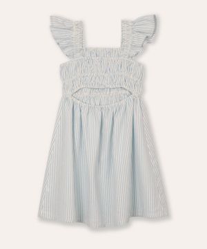 vestido midi infantil listrado azul