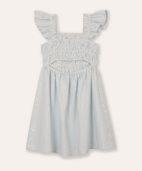 vestido midi infantil listrado azul