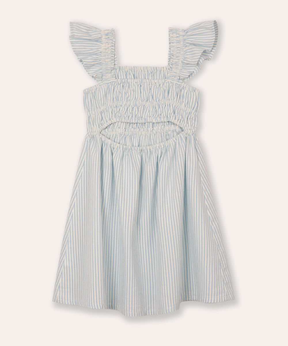 vestido midi infantil listrado azul