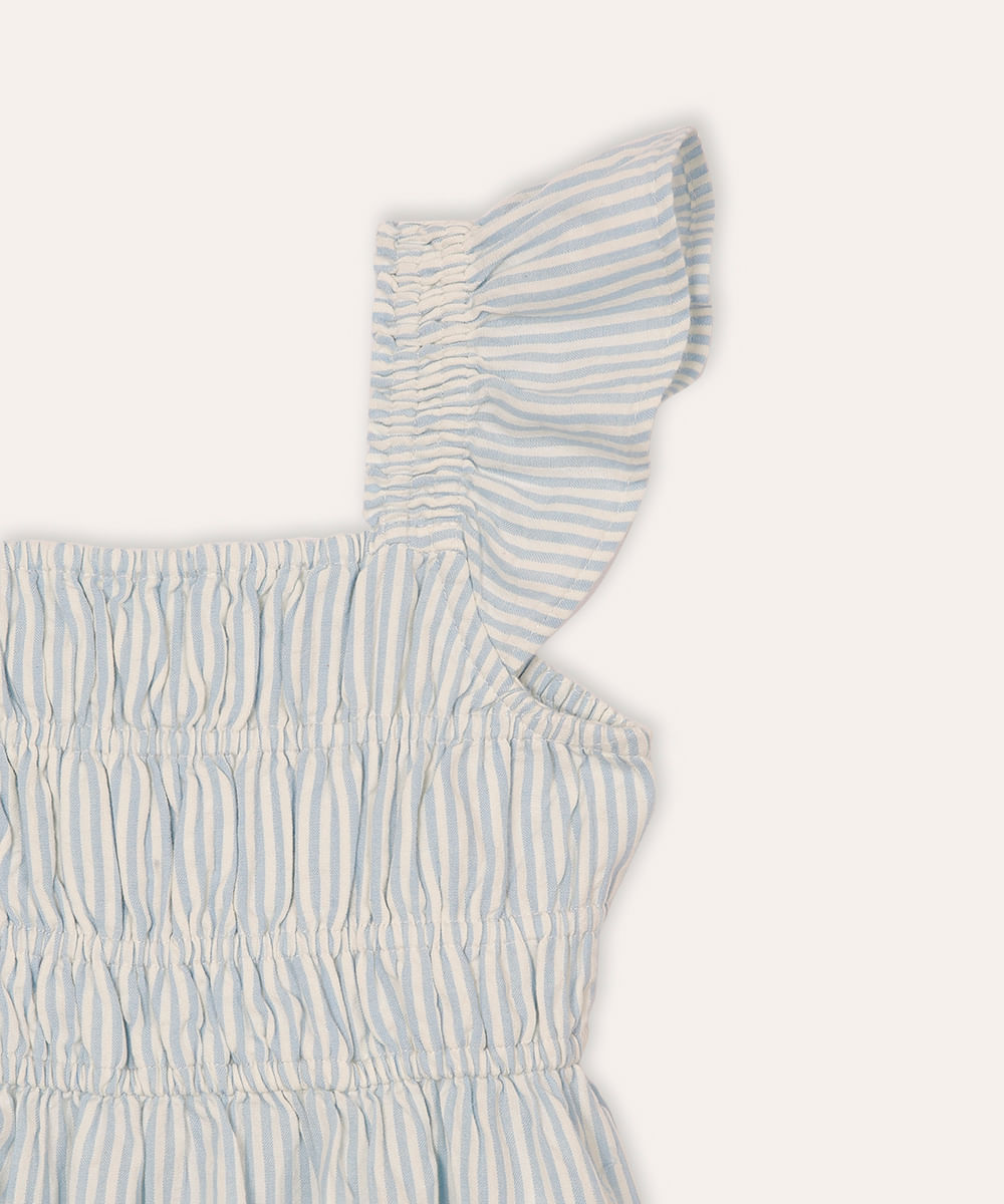 vestido midi infantil listrado azul