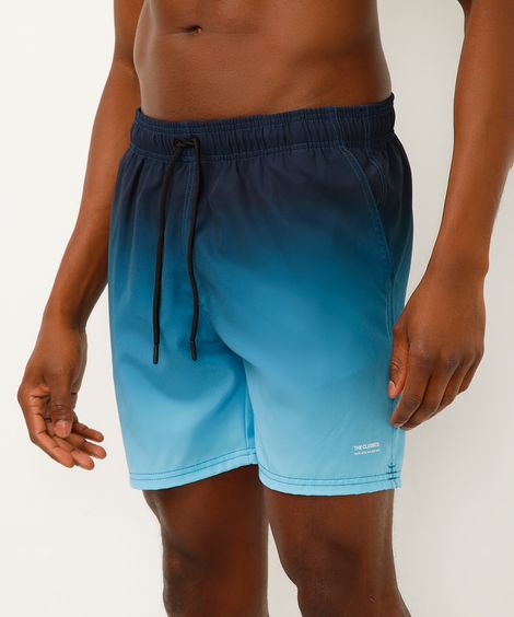short cós com elástico e cordão degradê azul