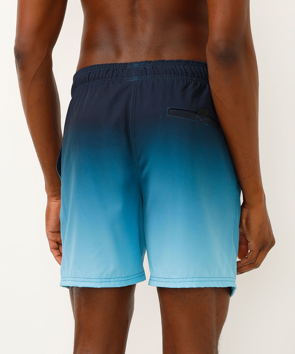 short cós com elástico e cordão degradê azul